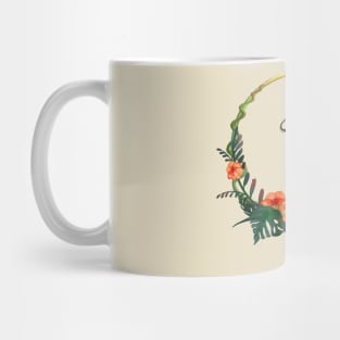 Tropical flower framing the letter R and girl figure Mug